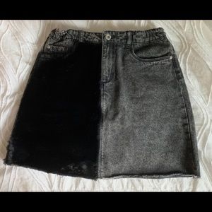 Half fur half denim skirt! <3